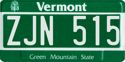 VT license plate ZJN515