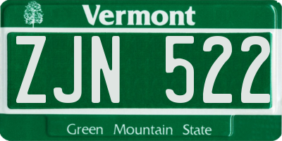 VT license plate ZJN522