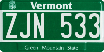 VT license plate ZJN533