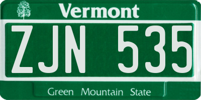 VT license plate ZJN535