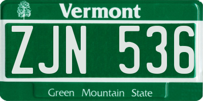 VT license plate ZJN536