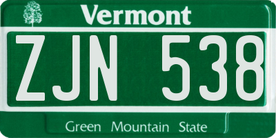 VT license plate ZJN538