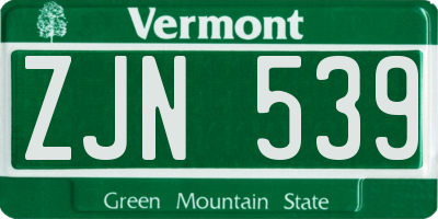 VT license plate ZJN539