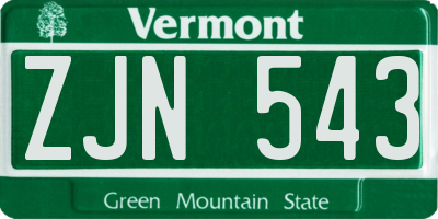 VT license plate ZJN543