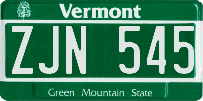VT license plate ZJN545