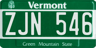 VT license plate ZJN546