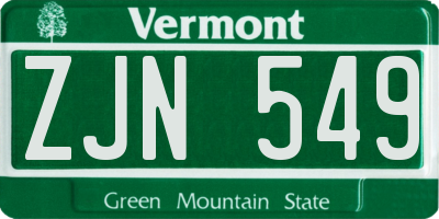 VT license plate ZJN549