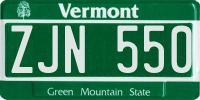 VT license plate ZJN550
