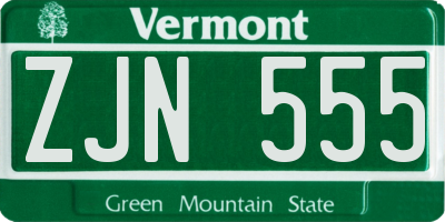 VT license plate ZJN555