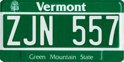 VT license plate ZJN557