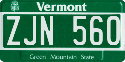 VT license plate ZJN560