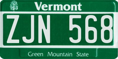 VT license plate ZJN568
