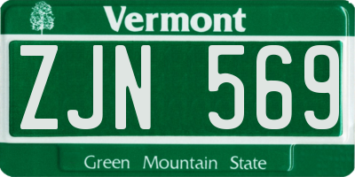 VT license plate ZJN569