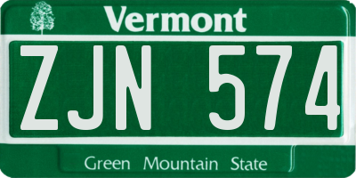 VT license plate ZJN574