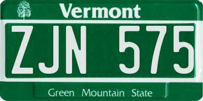 VT license plate ZJN575