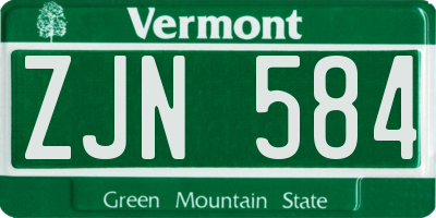 VT license plate ZJN584