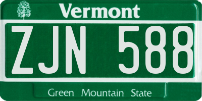 VT license plate ZJN588