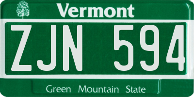 VT license plate ZJN594