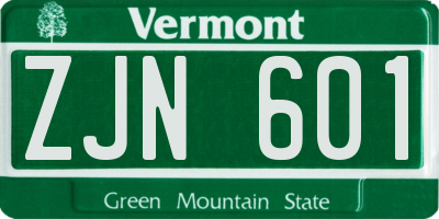 VT license plate ZJN601