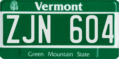 VT license plate ZJN604