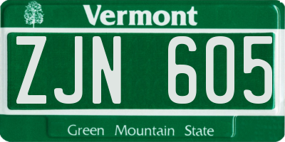 VT license plate ZJN605