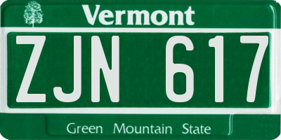 VT license plate ZJN617