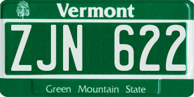VT license plate ZJN622