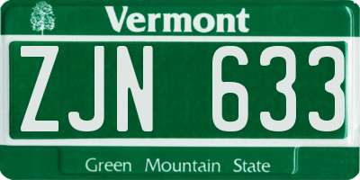 VT license plate ZJN633