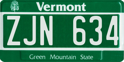 VT license plate ZJN634