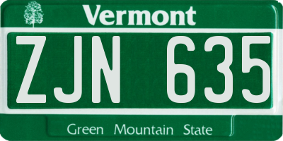 VT license plate ZJN635