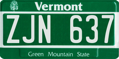 VT license plate ZJN637