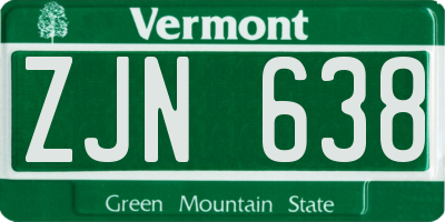 VT license plate ZJN638