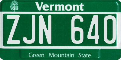 VT license plate ZJN640