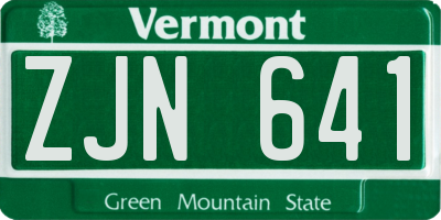 VT license plate ZJN641