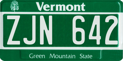 VT license plate ZJN642