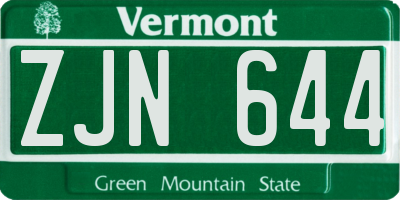 VT license plate ZJN644
