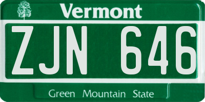 VT license plate ZJN646