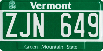 VT license plate ZJN649