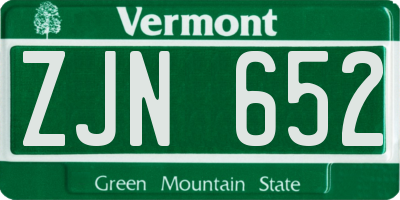 VT license plate ZJN652