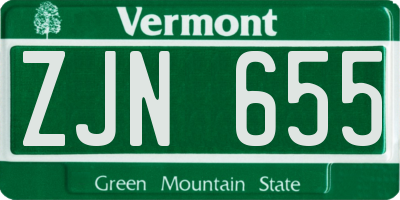 VT license plate ZJN655