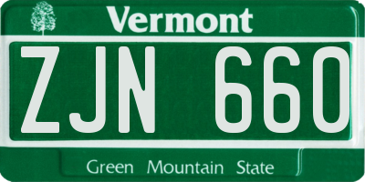 VT license plate ZJN660