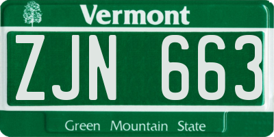 VT license plate ZJN663