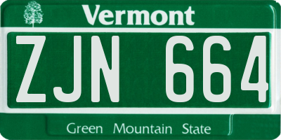 VT license plate ZJN664