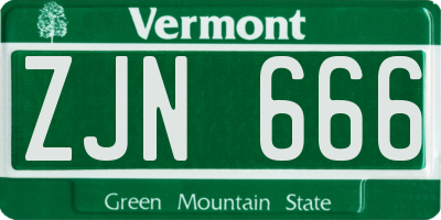 VT license plate ZJN666