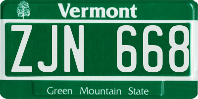 VT license plate ZJN668
