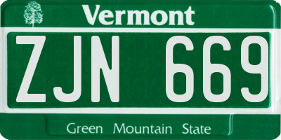 VT license plate ZJN669