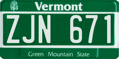 VT license plate ZJN671