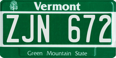 VT license plate ZJN672