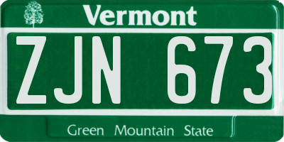 VT license plate ZJN673