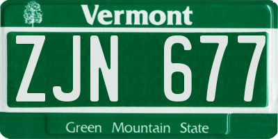 VT license plate ZJN677